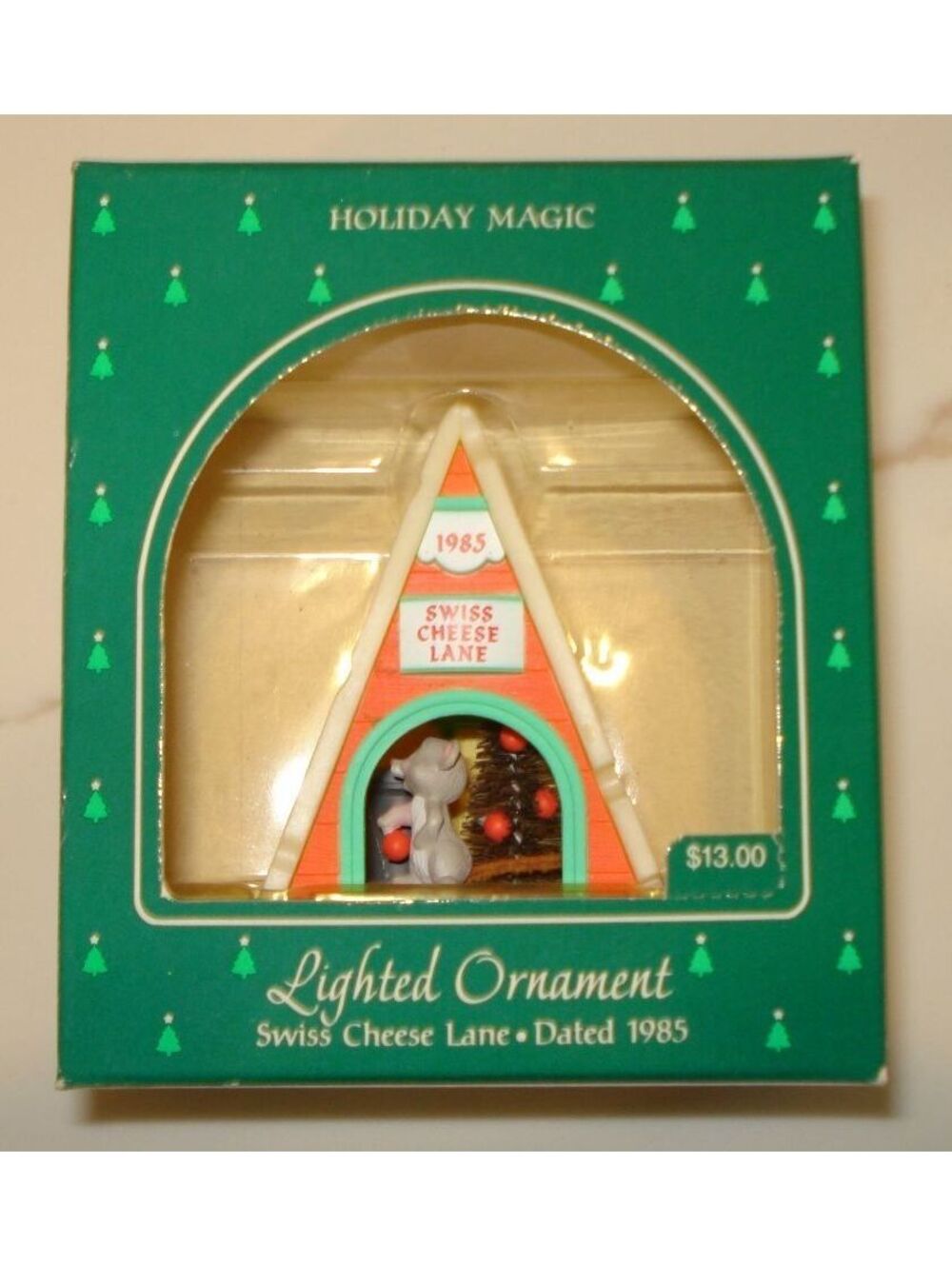 Vintage NWT Hallmark 1985 Lighted Ornament - Swiss Cheese Lane Lighted Ornament